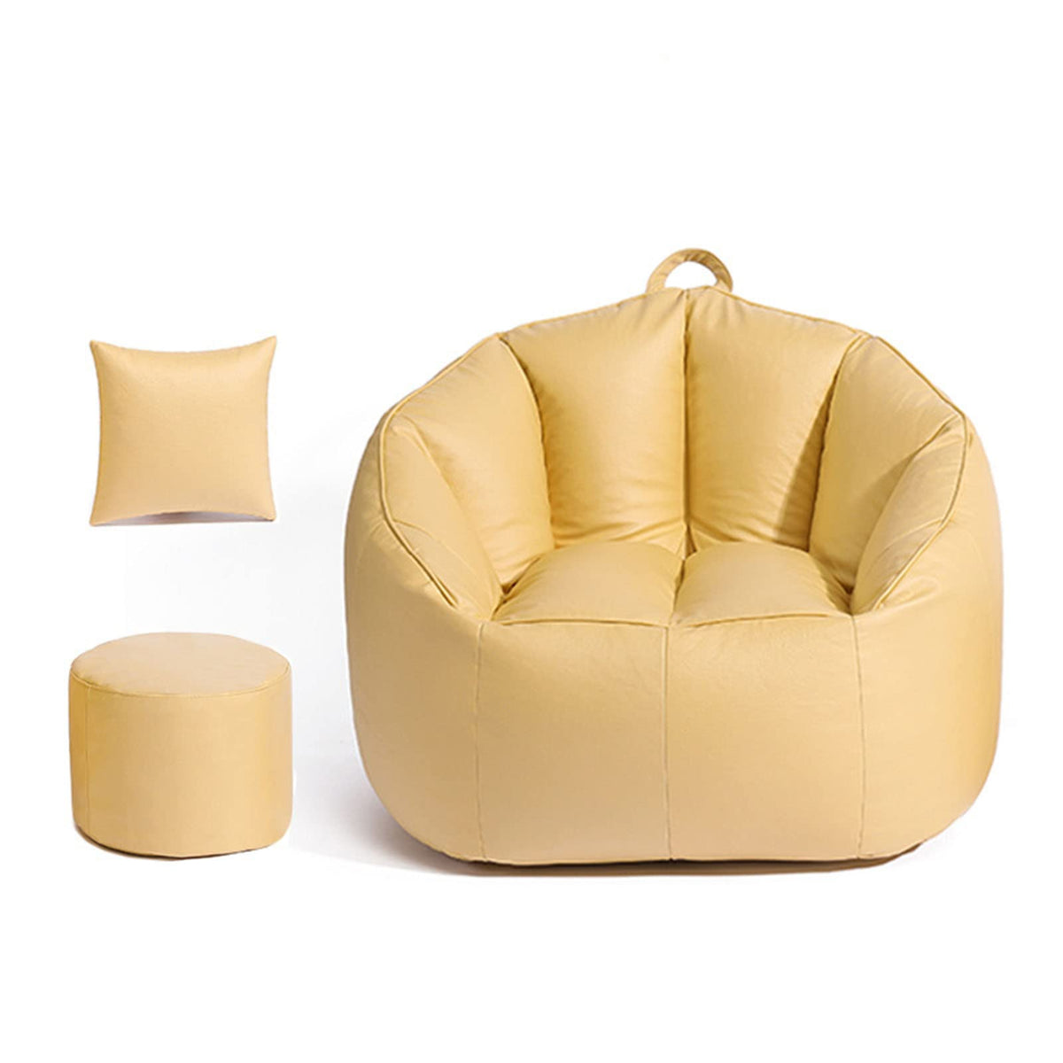 Stuffable Bean Bag Chair Cover Small Beige Yellow N161