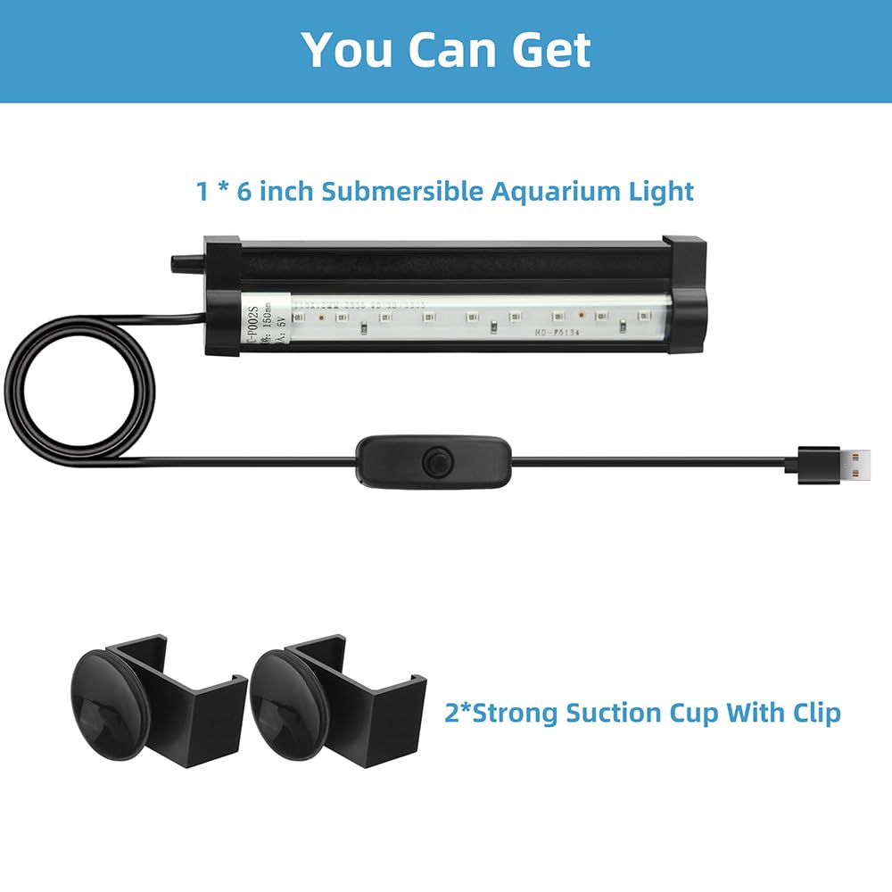 6 Inch IP68 Waterproof Color Changing Submersible Aquarium Light D917