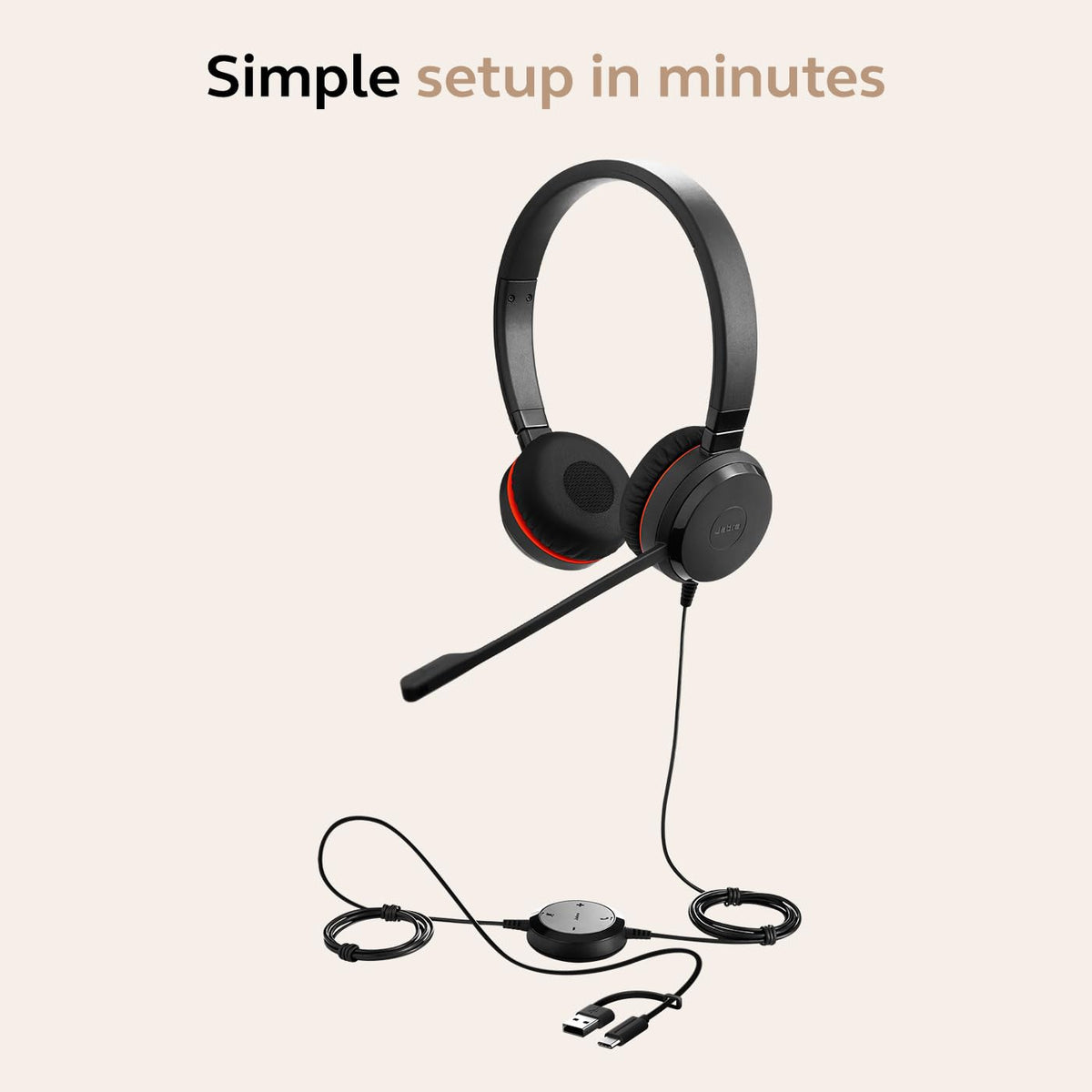 Wired Dual-Ear Headset with Mic, Black N98292