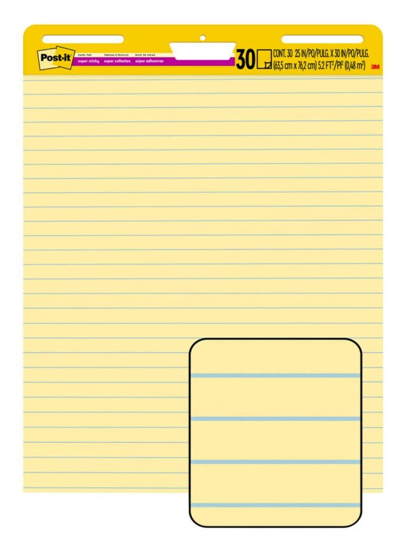 Yellow Lined Easel Pad, 25 x 30 in, 2 Pads F321910