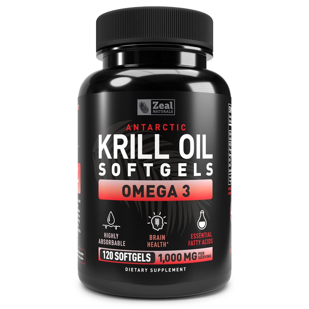 Krill Oil 1000mg 120 Softgels Omega 3 Supplement with EPA DHA Astaxanthin S131
