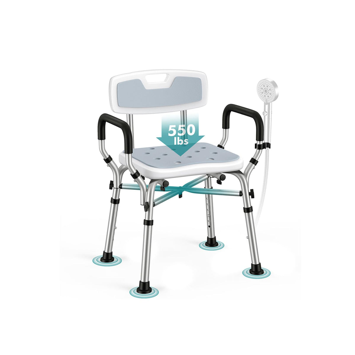 Shower Chair with Removable Arms and Back I9869