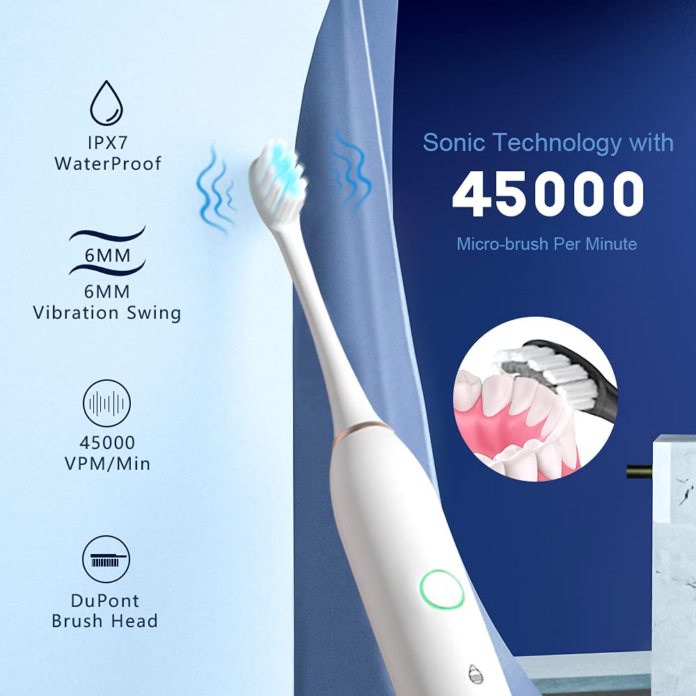 2 Pack Rechargeable Electric Toothbrushes with 8 Brush Heads L48848