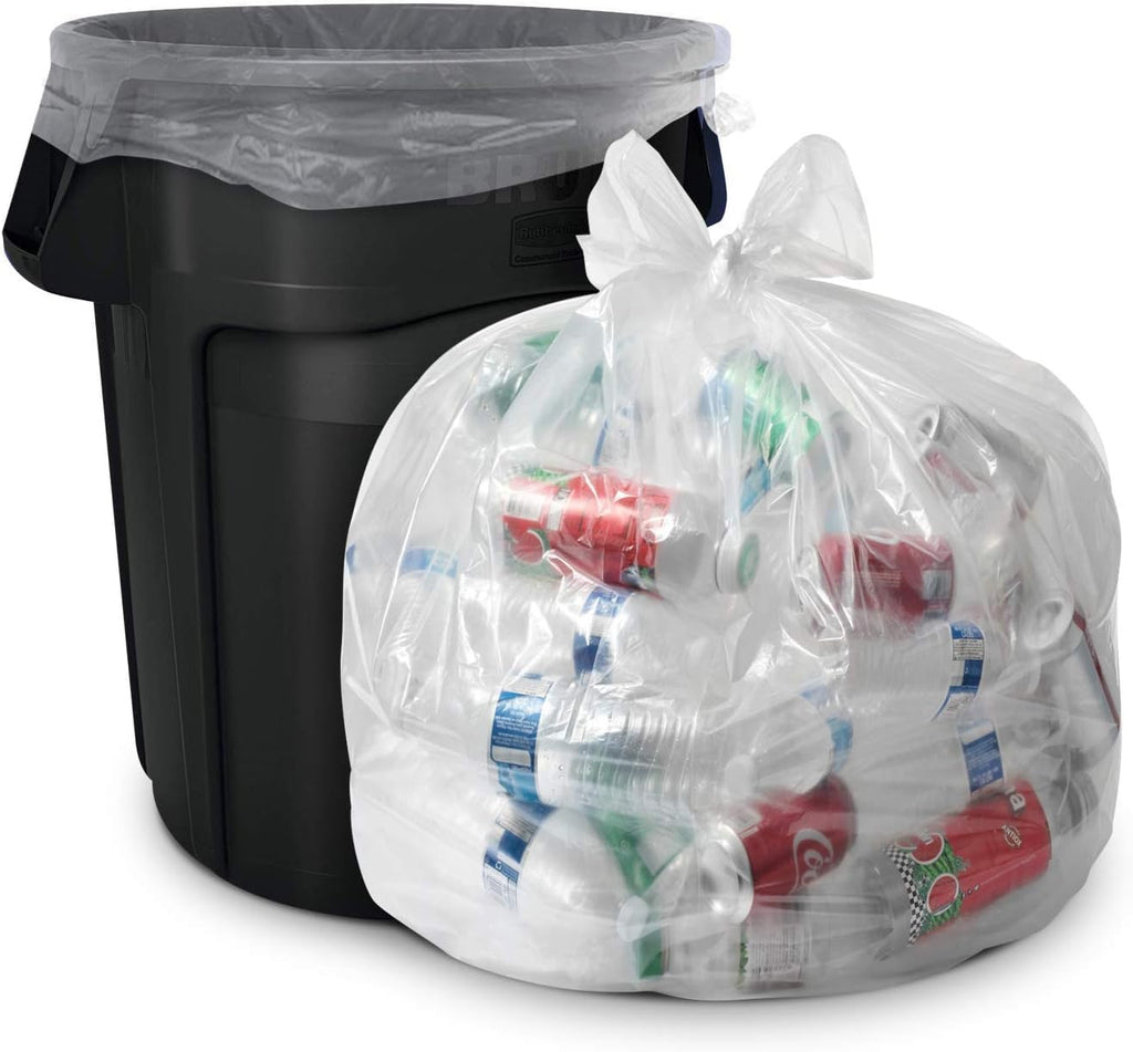 55 Gallon 3 MIL Clear Heavy Duty Contractor Bags with Flap Ties, Pack of 10 L356827