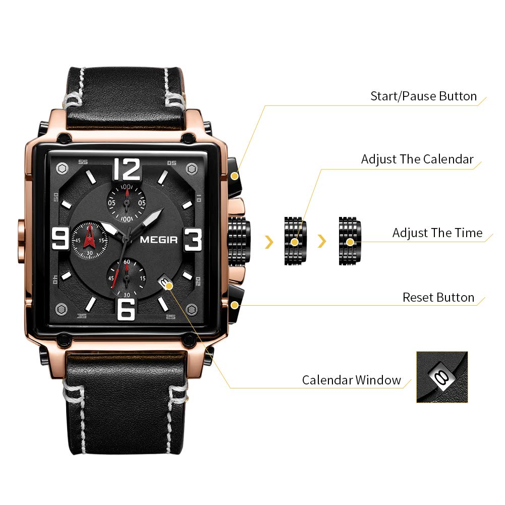 Men's Analogue Luminous Quartz Watch with Leather Strap T11909