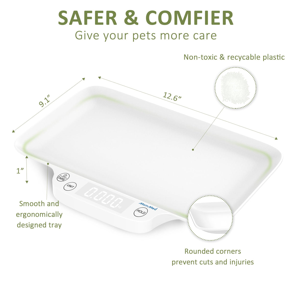 Portable Digital Pet Scale with Hold & Tare Function E195035