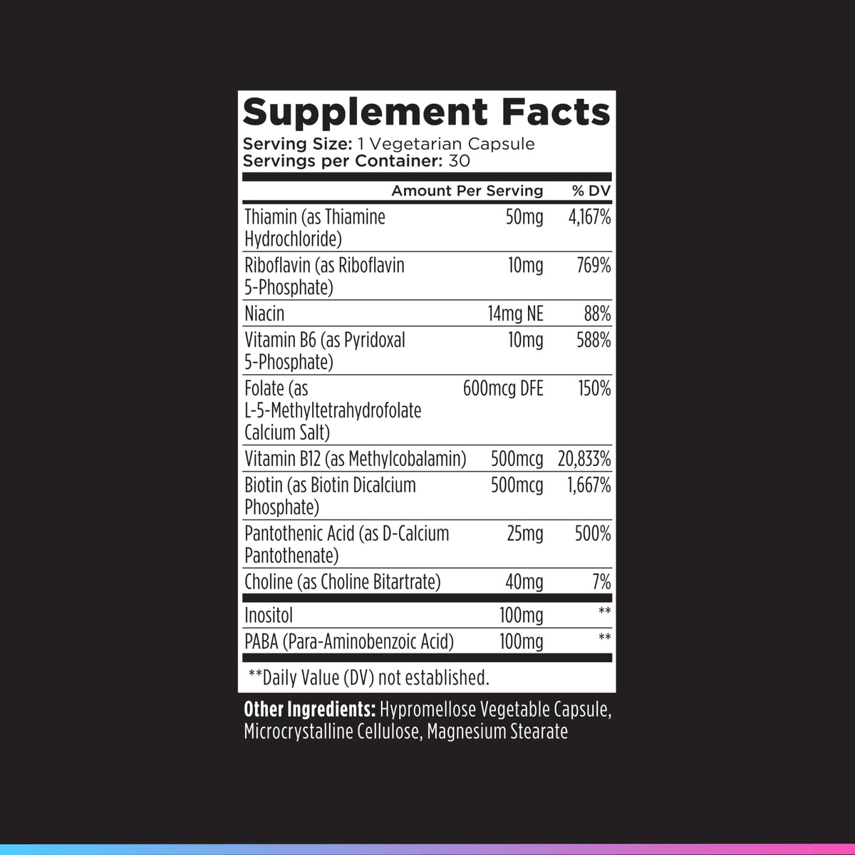 Vitamin B Complex Supplement 30 Capsules Q452454