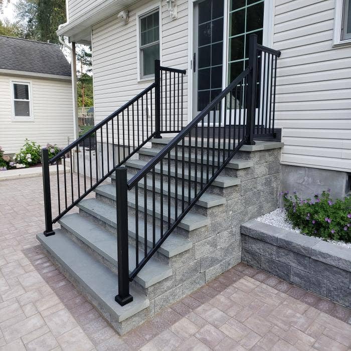 Aluminum Railing Kit for Deck Stairs Textured Black 36 x 72 Inch W716209