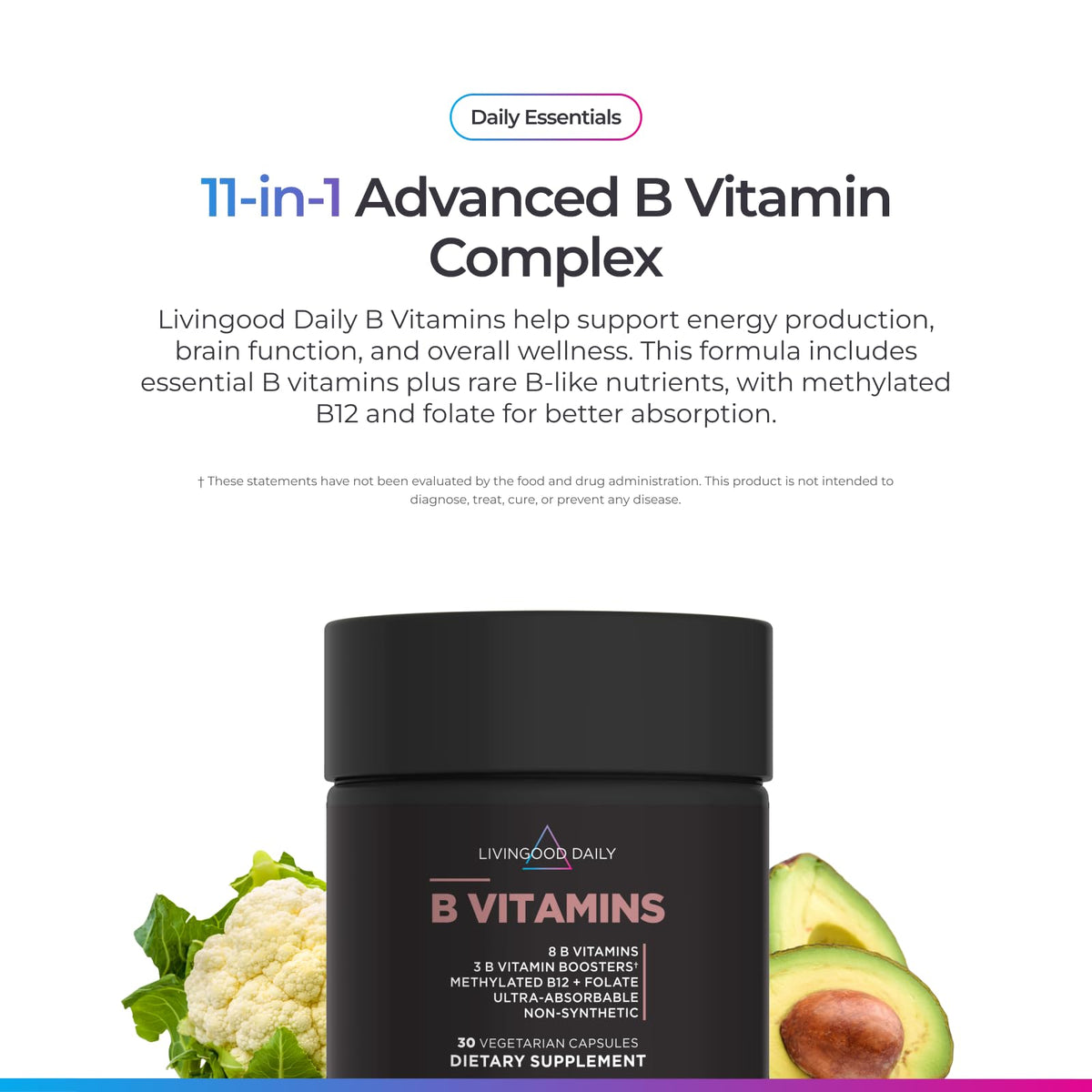 Vitamin B Complex Supplement 30 Capsules Q452454