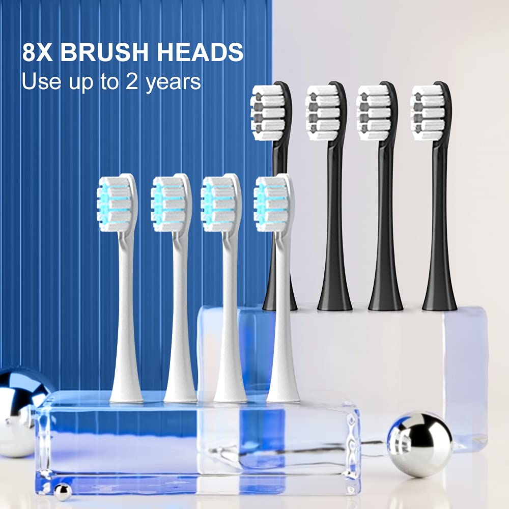 2 Pack Rechargeable Electric Toothbrushes with 8 Brush Heads L48848