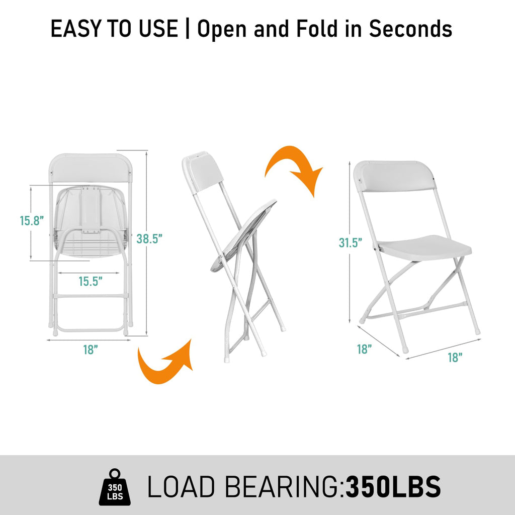 10 Pack White Plastic Folding Chairs N9320
