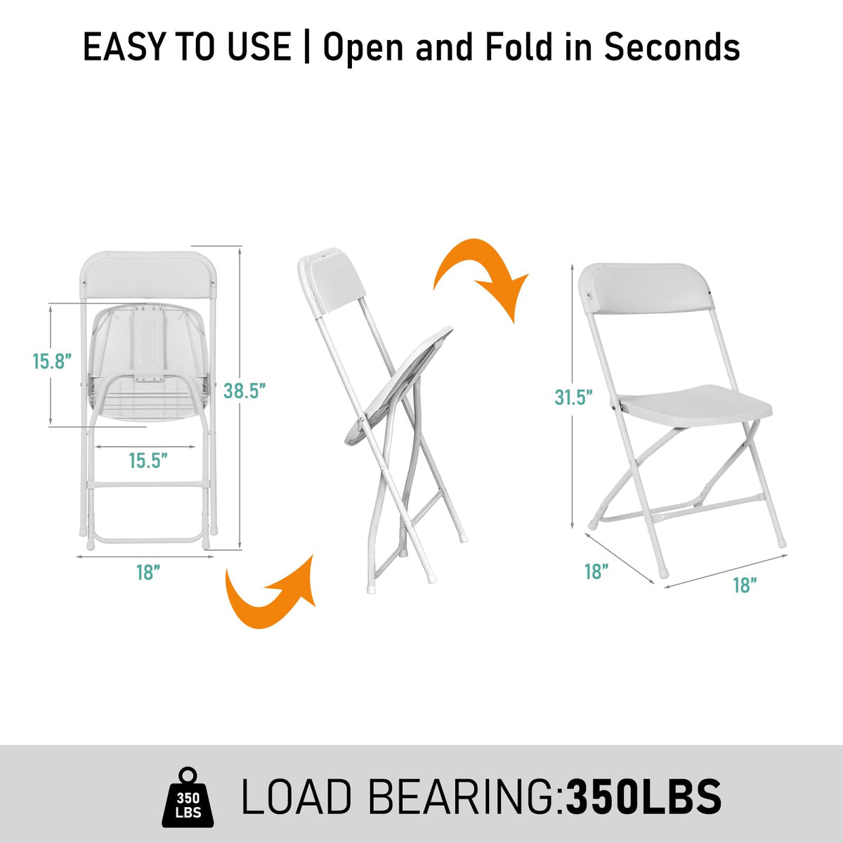 10 Pack White Plastic Folding Chairs N9320