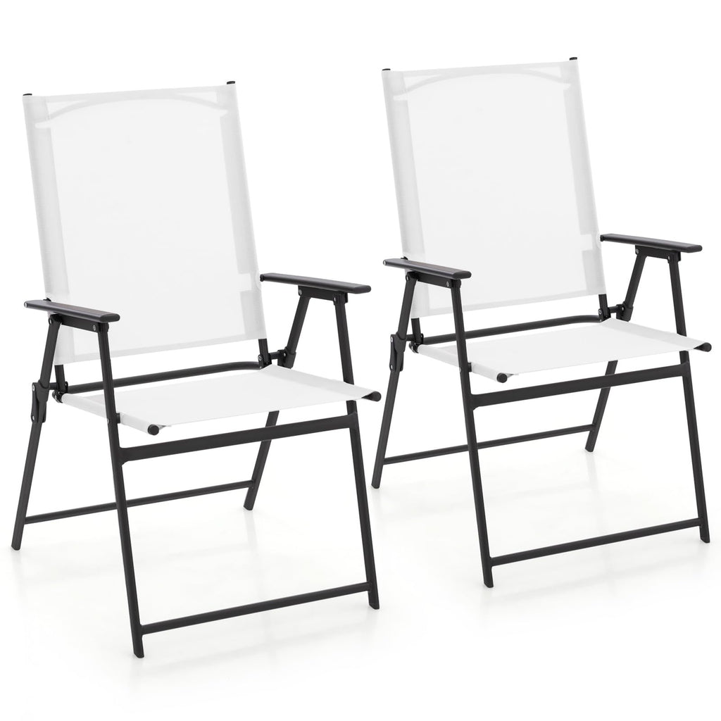 White Set of 2 Folding Patio Chairs with Metal Frame K94618