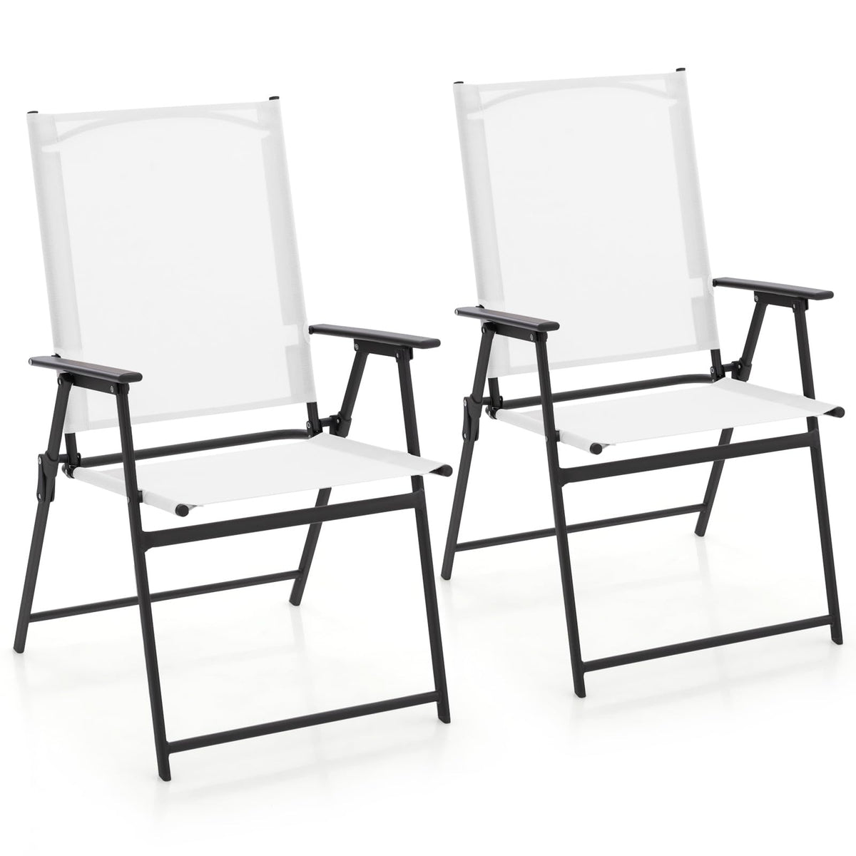 White Set of 2 Folding Patio Chairs with Metal Frame K94618