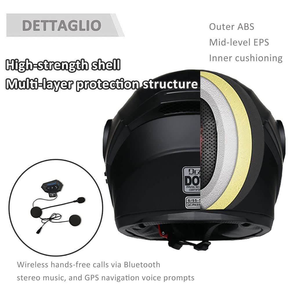Bluetooth Modular Motorcycle Helmet DOT/ECE Approved Full Face Flip up Anti-Fog Double Visor Built-in Dual Speaker with Microphone E22180
