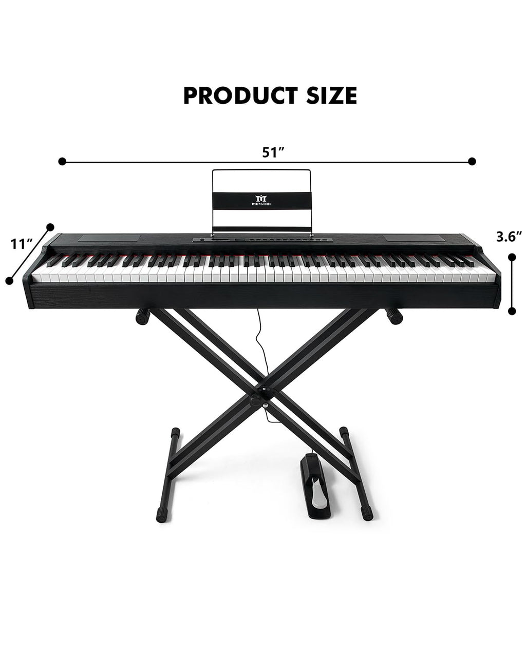 88 Key Fully Weighted Hammer Action Digital Piano with Stand U6192