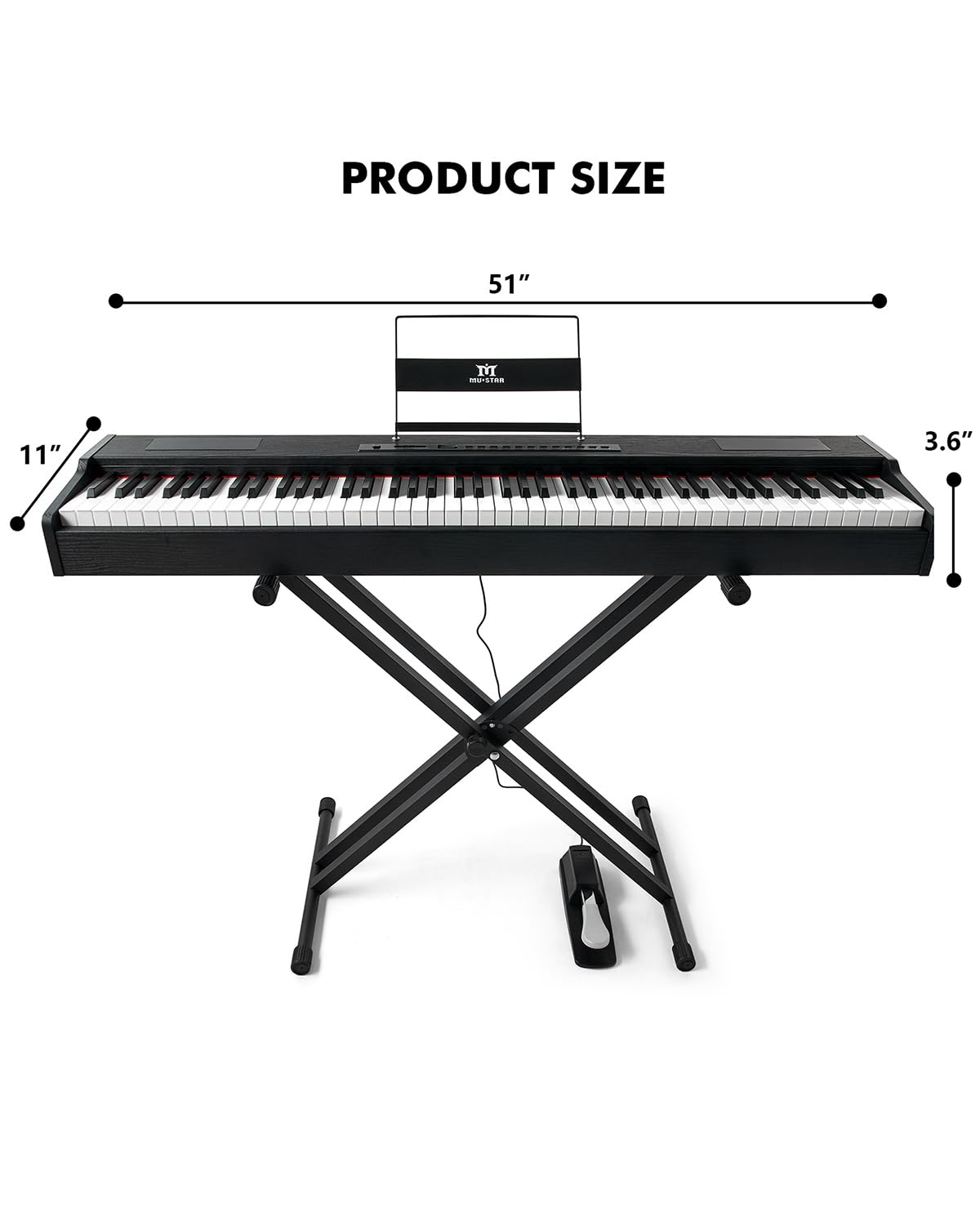 88 Key Fully Weighted Hammer Action Digital Piano with Stand U6192