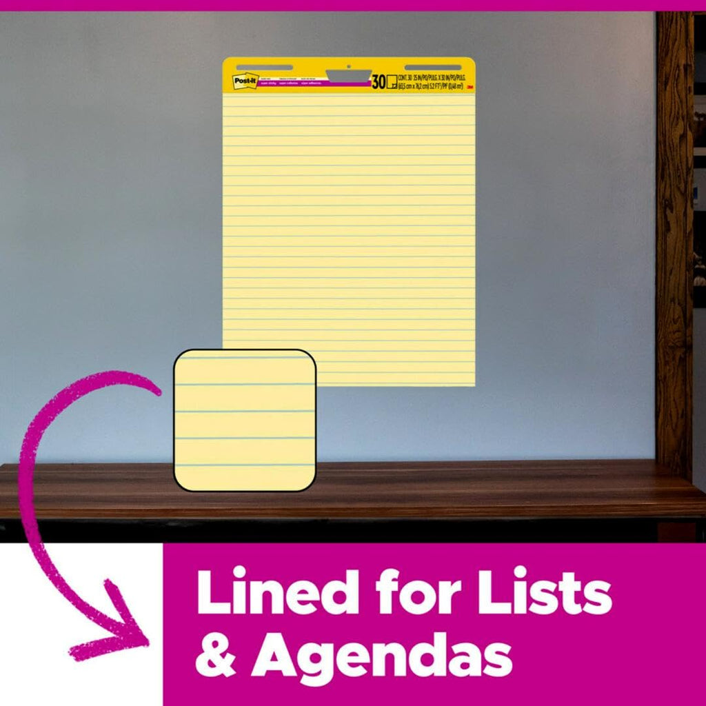 Yellow Lined Easel Pad, 25 x 30 in, 2 Pads F321910