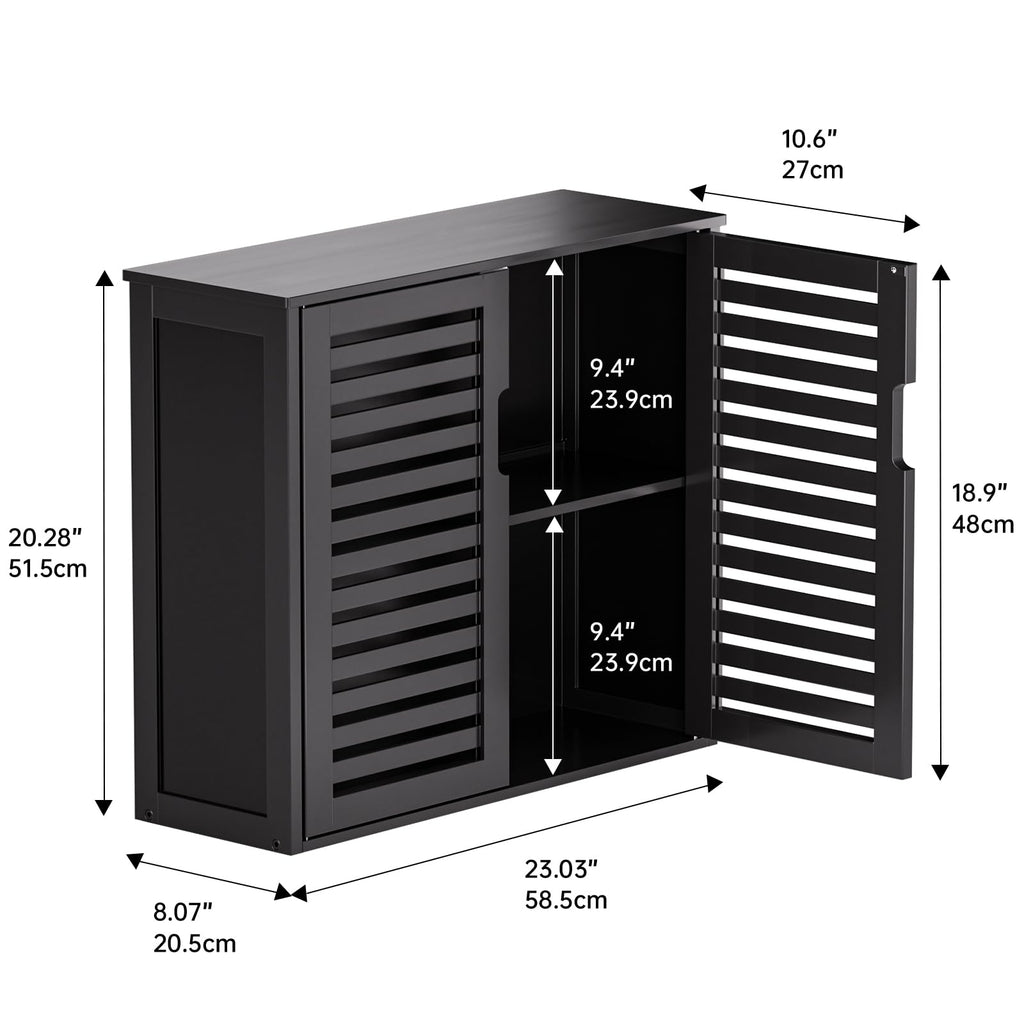 Black Bathroom Storage Cabinet with Adjustable Shelf J5864