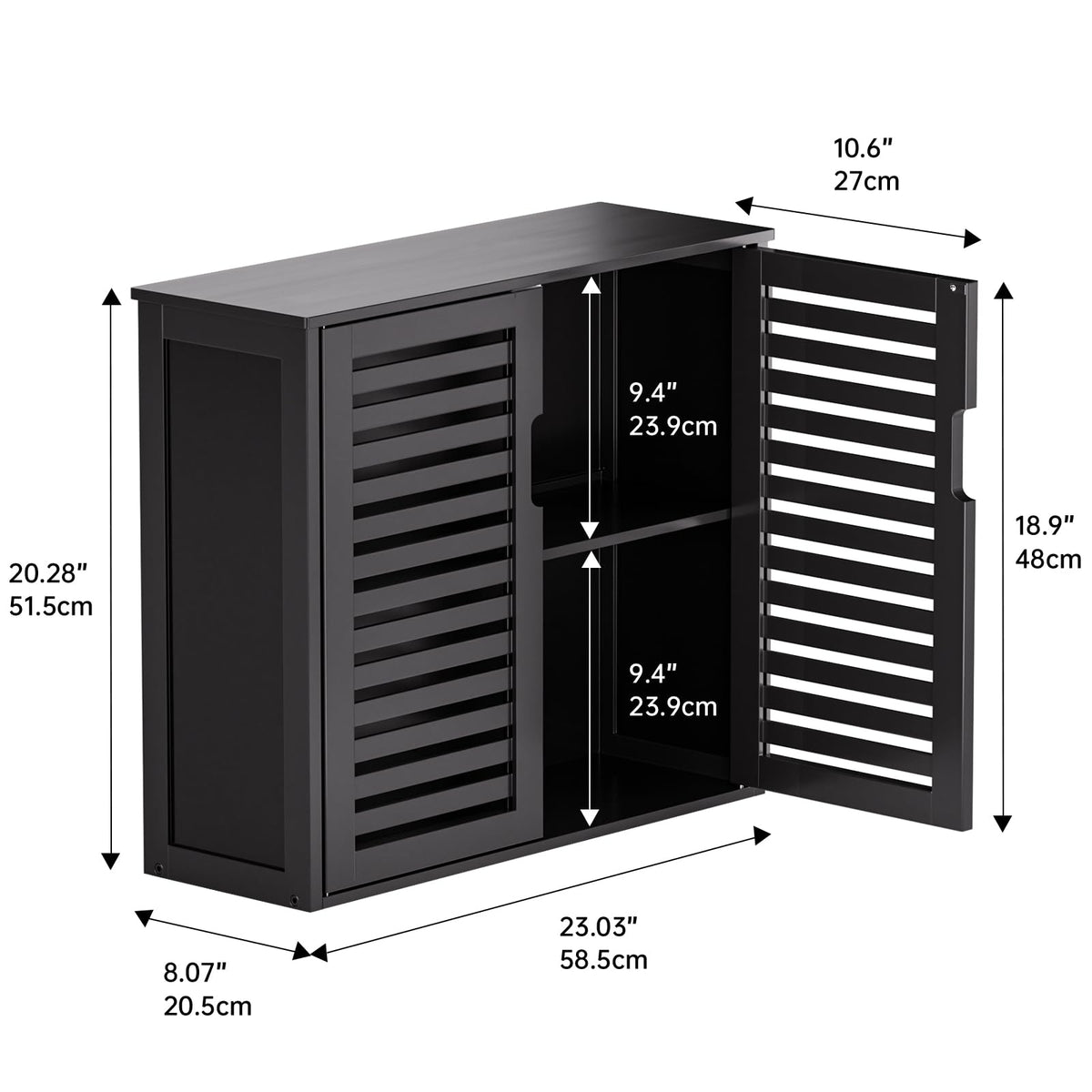 Black Bathroom Storage Cabinet with Adjustable Shelf J5864