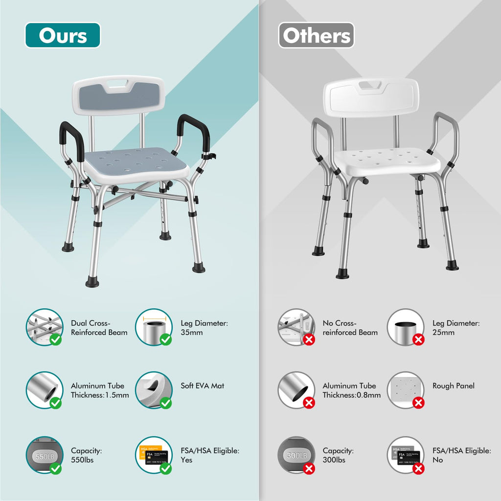 Shower Chair with Removable Arms and Back I9869