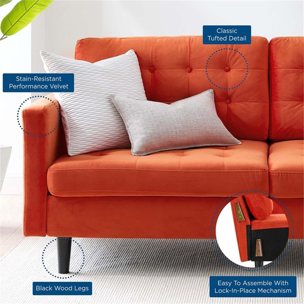 Orange Velvet Sofa S495734