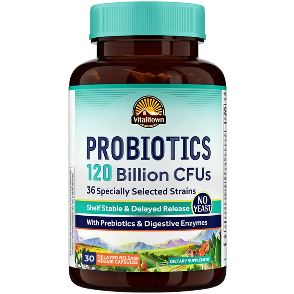 Probiotics 120 Billion CFUs 36 Strains with Prebiotics & Digestive Enzymes 30 Veg Caps J787952