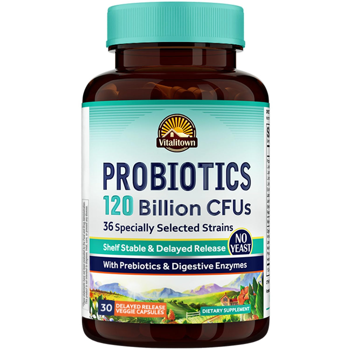 Probiotics 120 Billion CFUs 36 Strains with Prebiotics & Digestive Enzymes 30 Veg Caps J787952