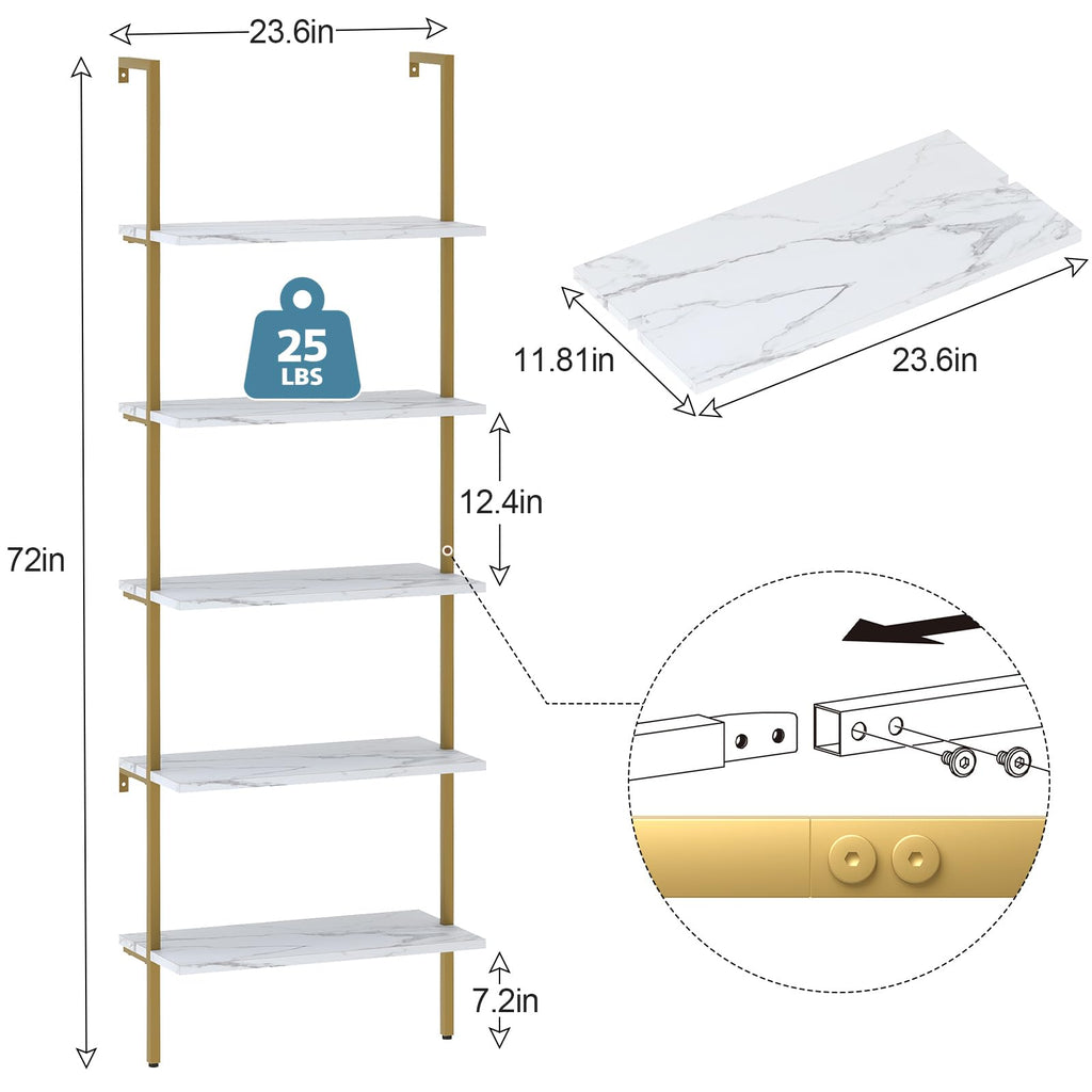 White 5-Tier Ladder Bookshelf O989971