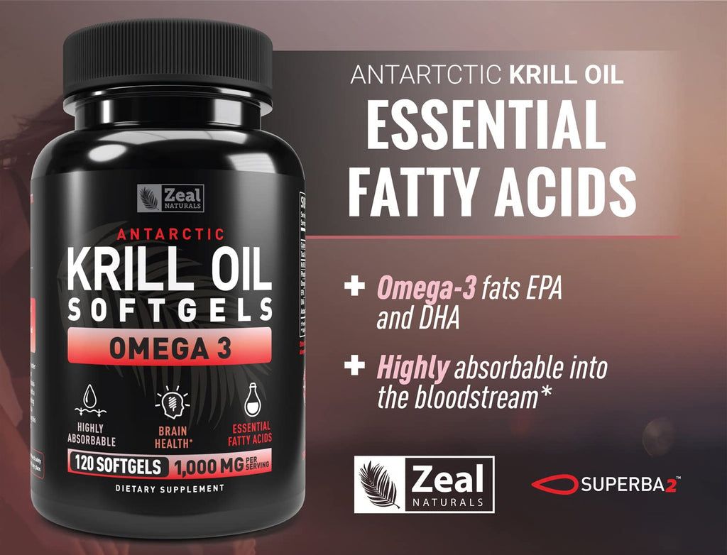 Krill Oil 1000mg 120 Softgels Omega 3 Supplement with EPA DHA Astaxanthin S131