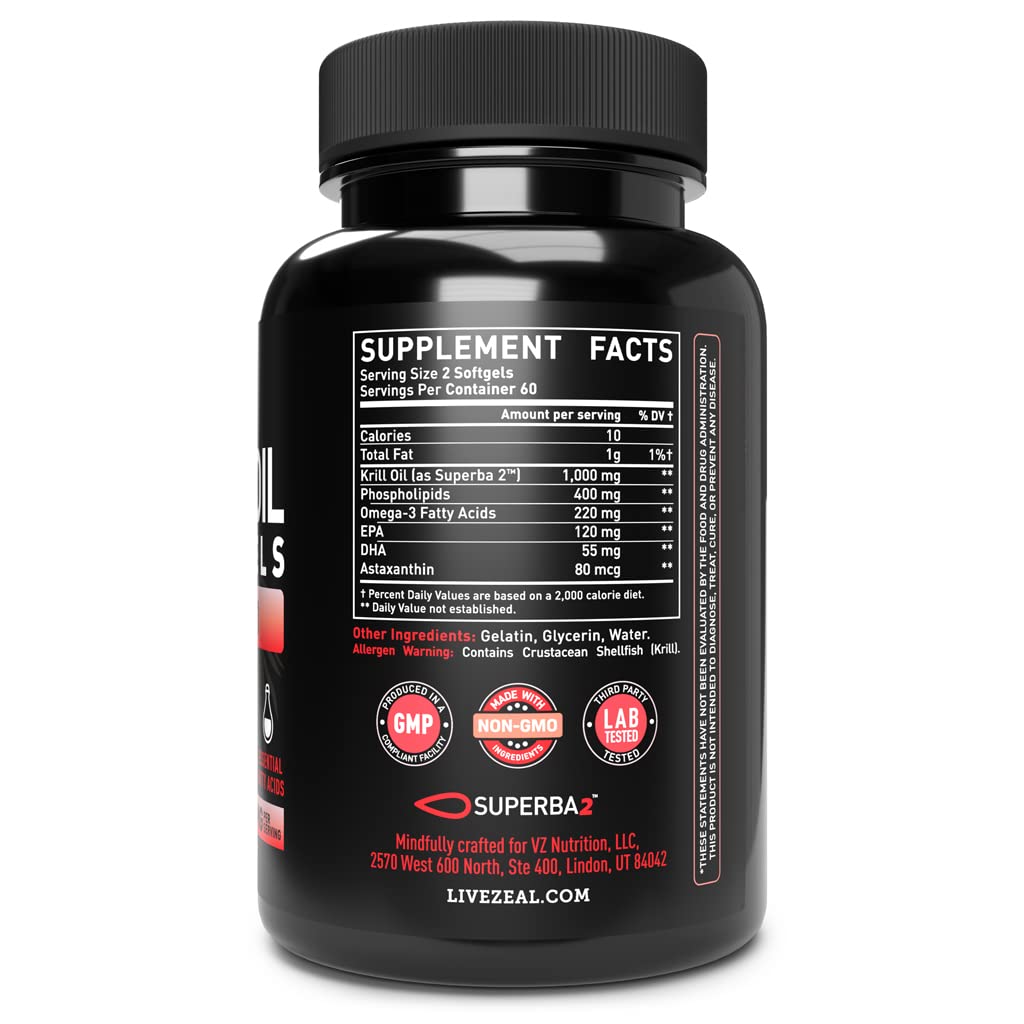 Krill Oil 1000mg 120 Softgels Omega 3 Supplement with EPA DHA Astaxanthin S131