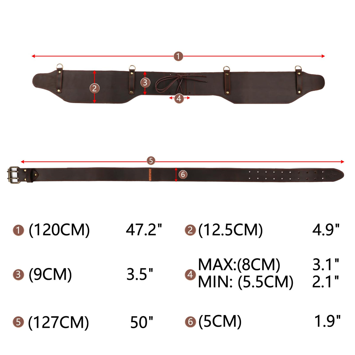 Leather Padded Tool Belt with Suspenders I814