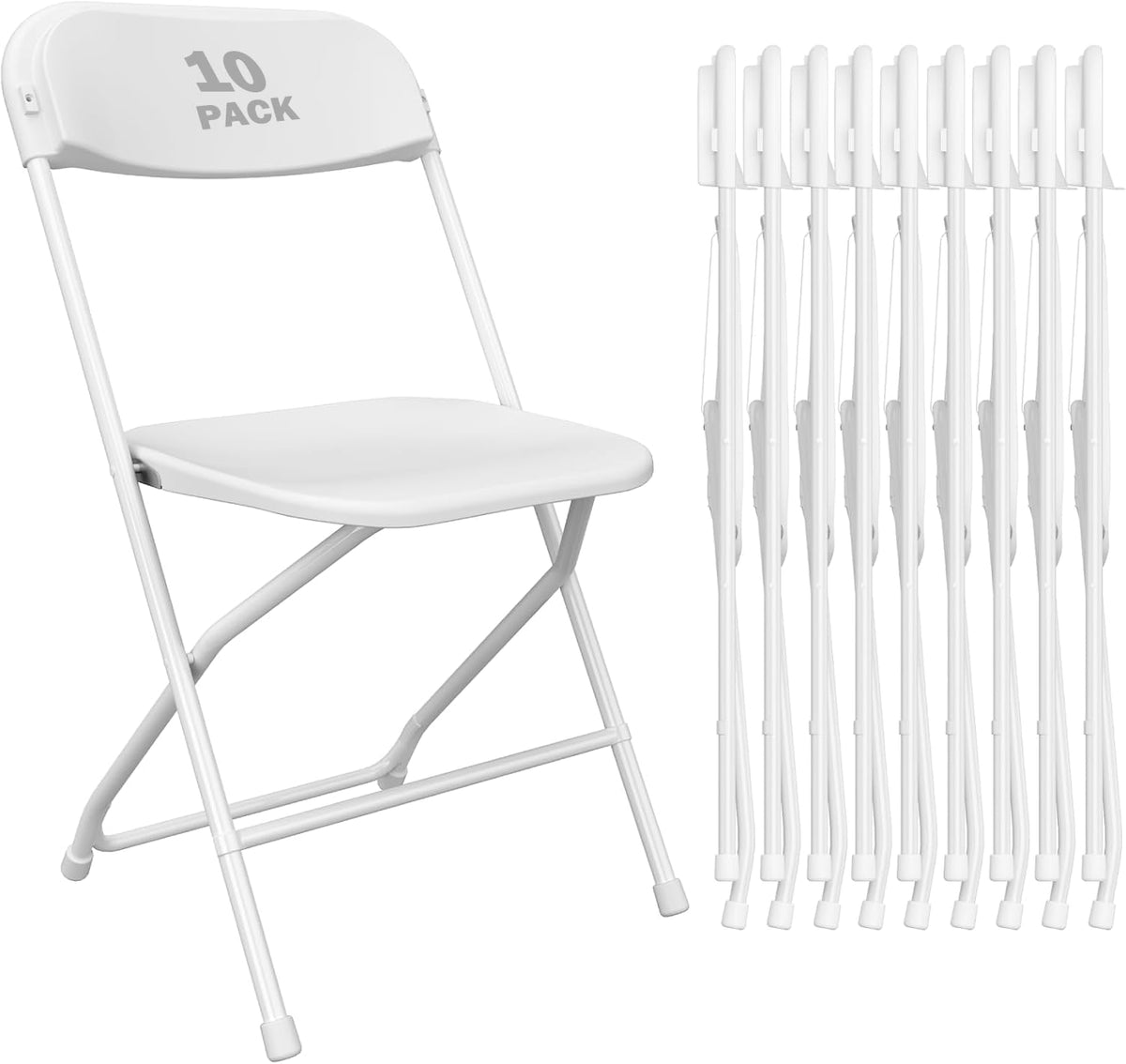 10 Pack White Plastic Folding Chairs N9320