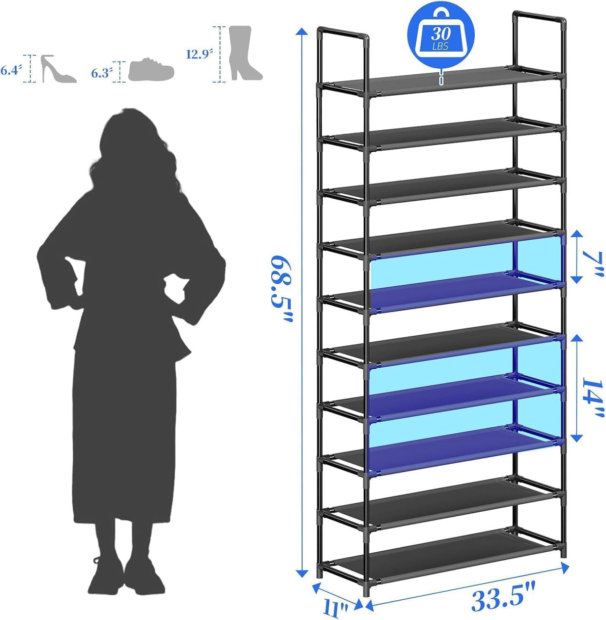 Black 10 Tier Shoe Rack U143133