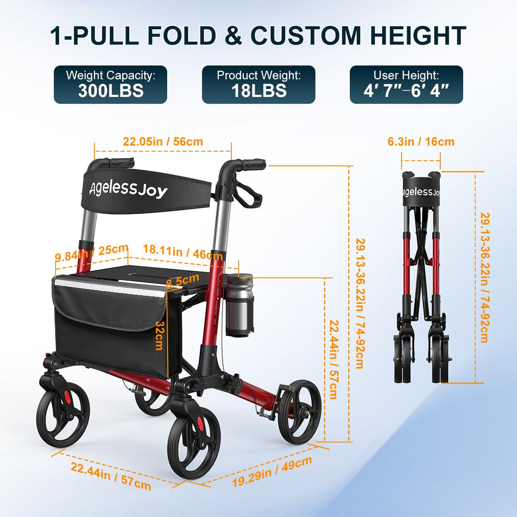 Foldable Rollator Walker with Seat F678159