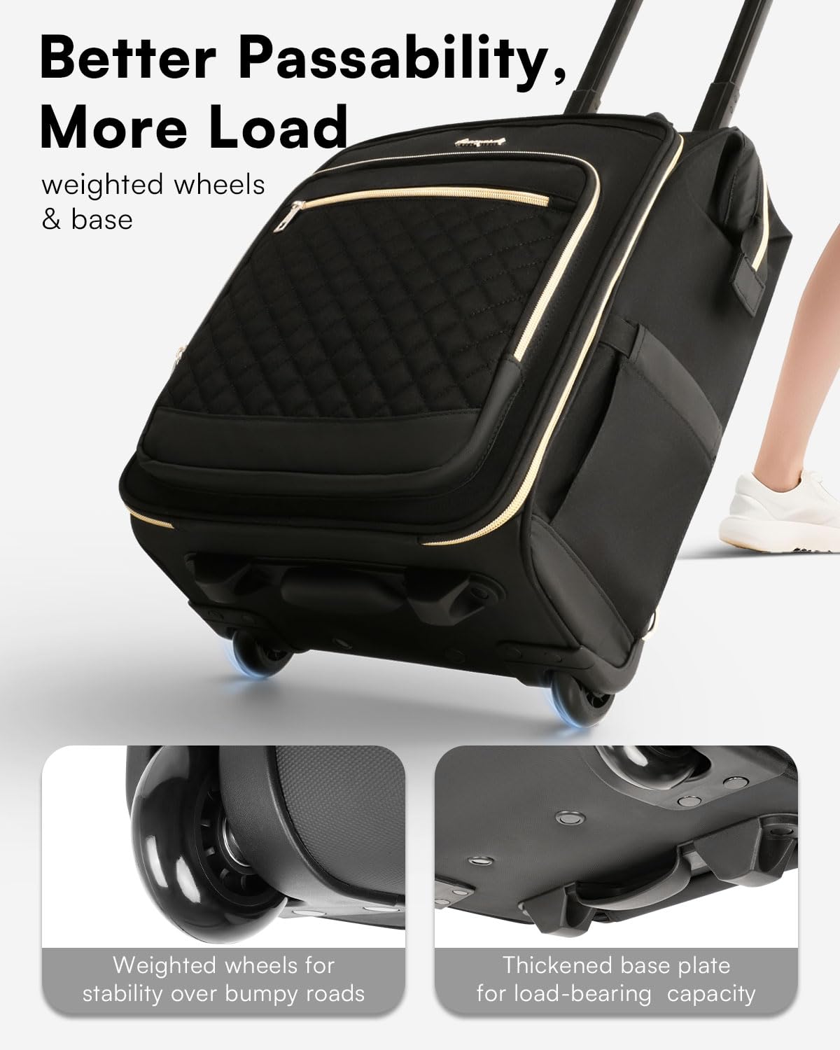 Black Rolling Backpack with Wheels T628