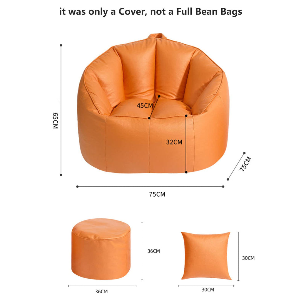 Stuffable Bean Bag Chair Cover Small Beige Yellow N161