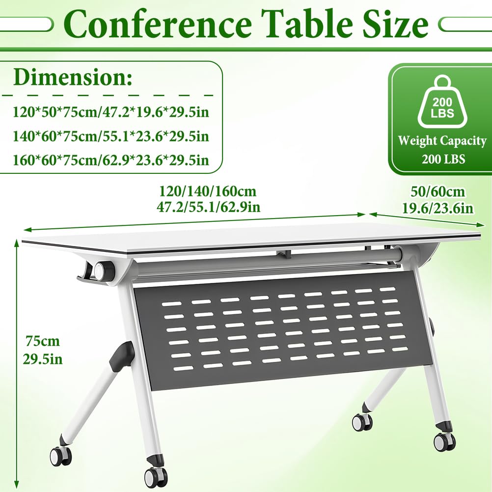 Folding Conference Table with Locking Wheels, 8 Pack, 63x24x30 Inch I22461