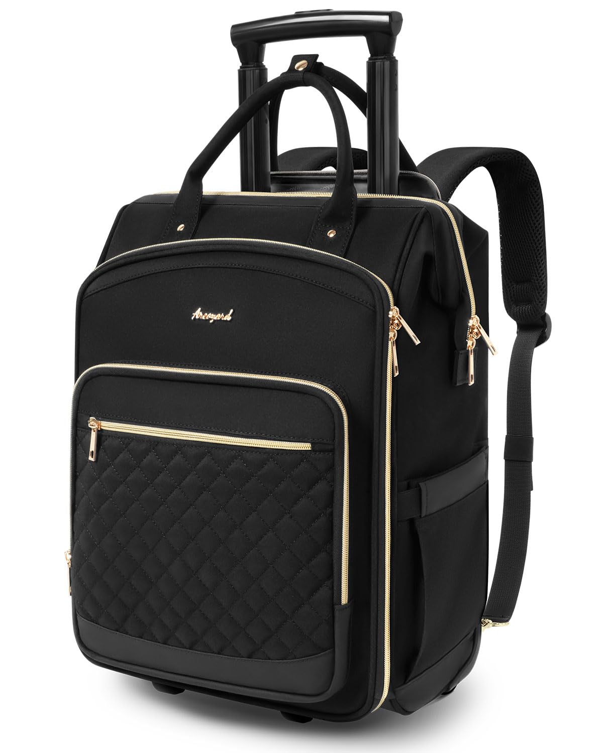 Black Rolling Backpack with Wheels T628