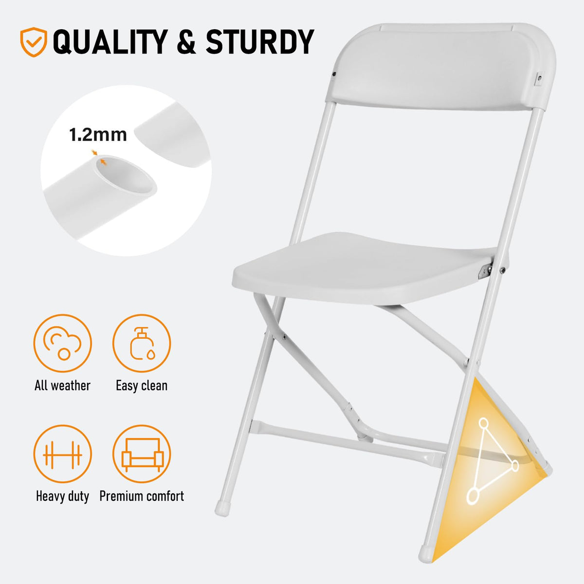 10 Pack White Plastic Folding Chairs N9320