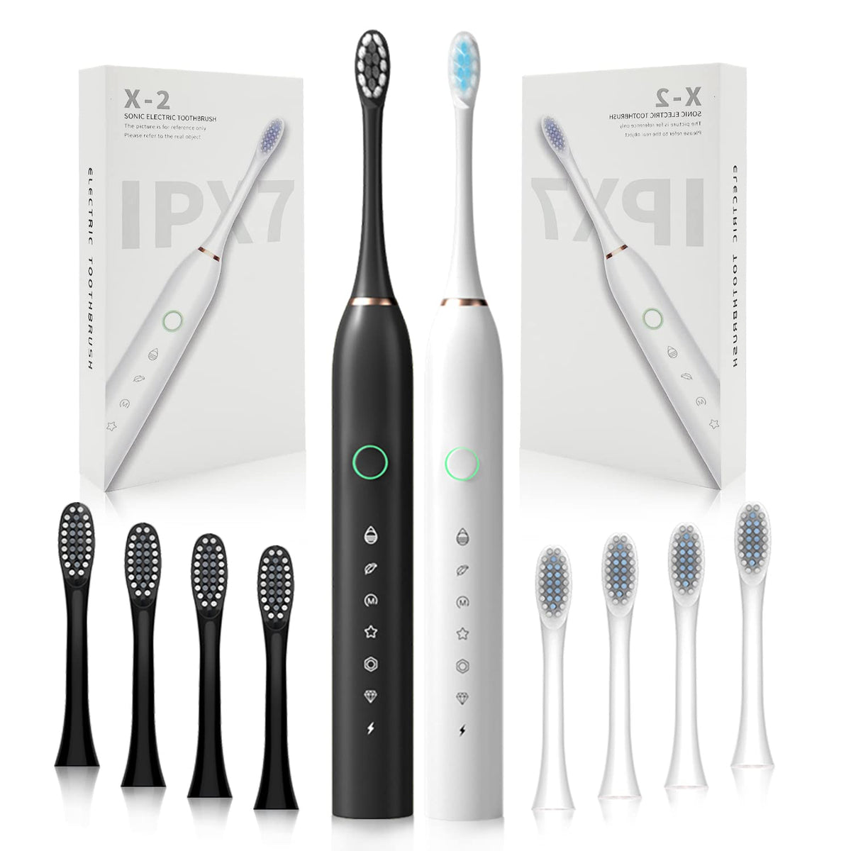 2 Pack Rechargeable Electric Toothbrushes with 8 Brush Heads L48848