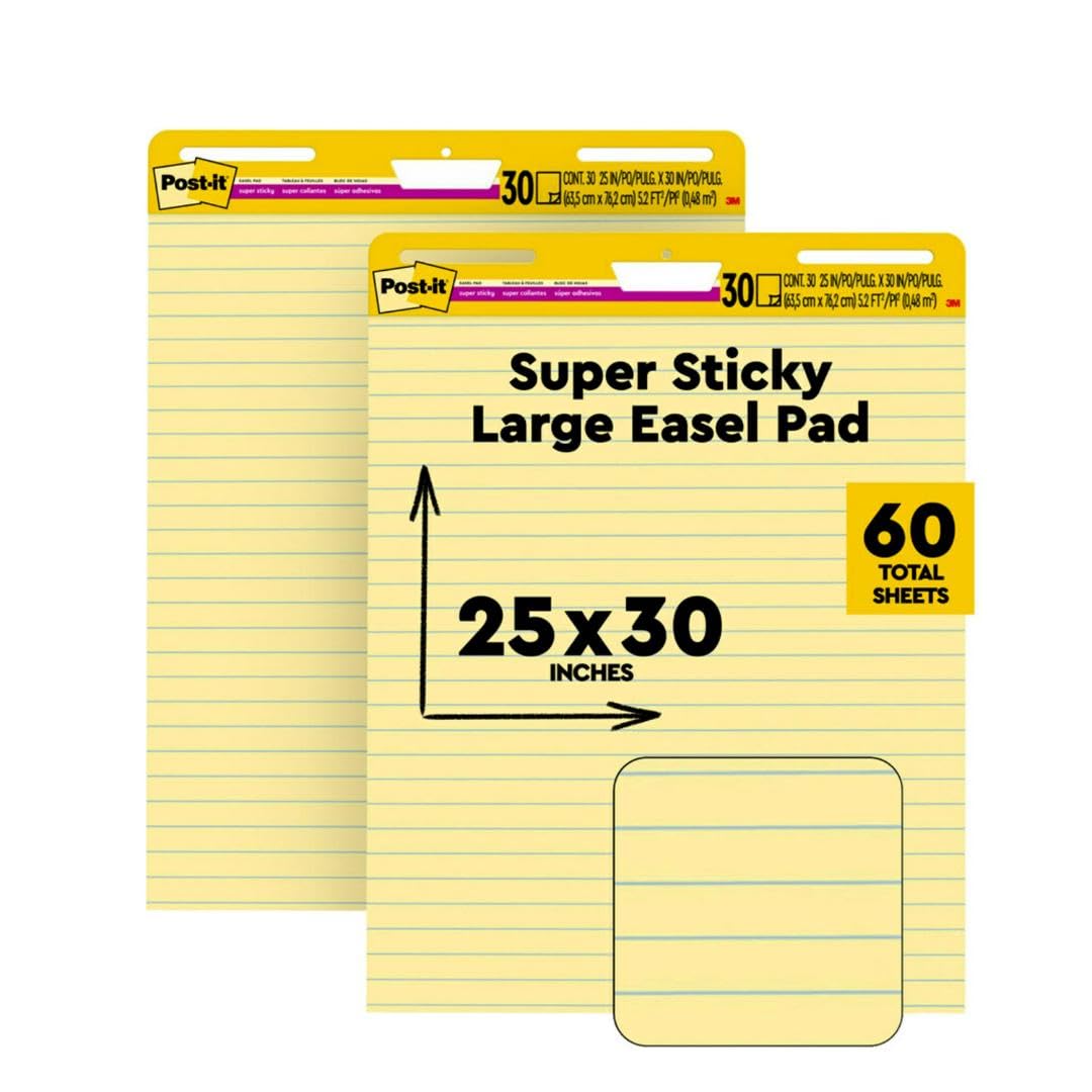 Yellow Lined Easel Pad, 25 x 30 in, 2 Pads F321910