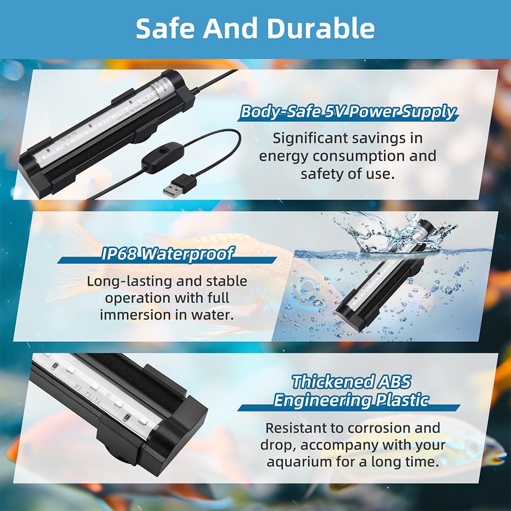 6 Inch IP68 Waterproof Color Changing Submersible Aquarium Light D917
