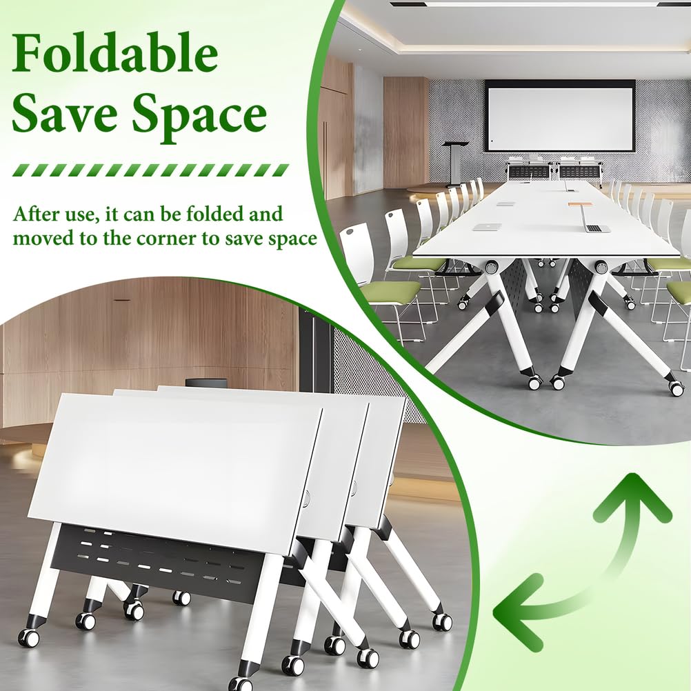 Folding Conference Table with Locking Wheels, 8 Pack, 63x24x30 Inch I22461