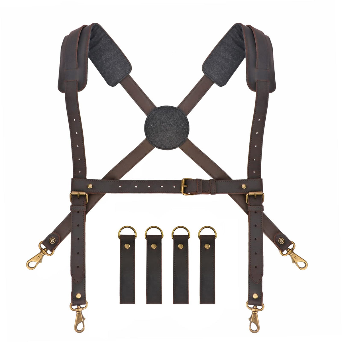 Leather Padded Tool Belt with Suspenders I814