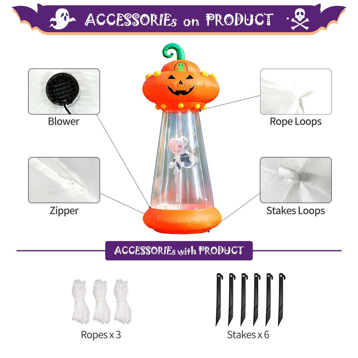 8 FT Inflatable Pumpkin UFO Decoration S847269