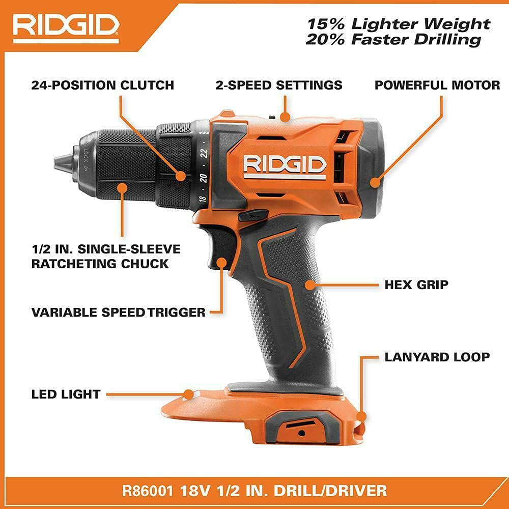18V Cordless 1/2 in. Drill/Driver Kit with Battery and Charger W132167