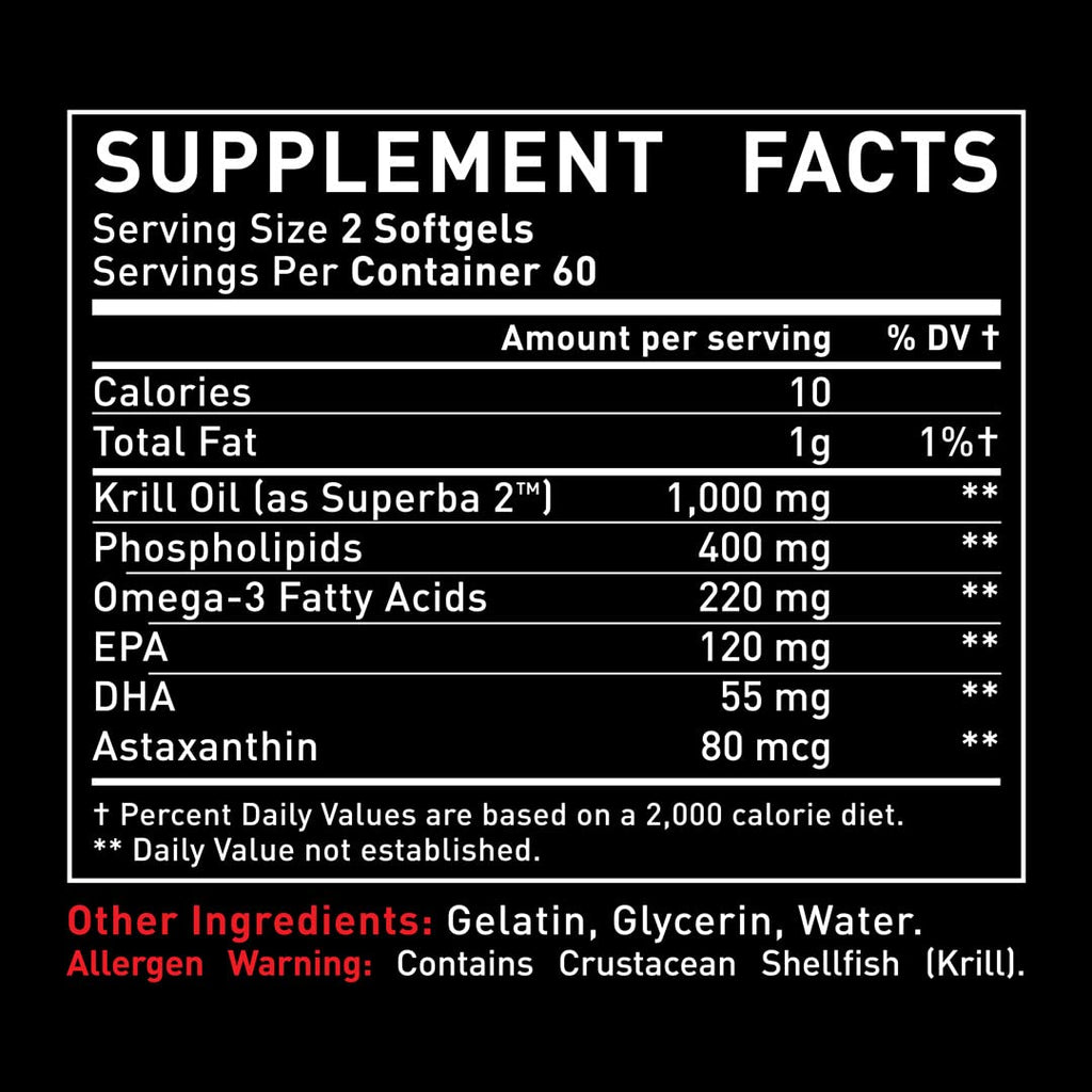 Krill Oil 1000mg 120 Softgels Omega 3 Supplement with EPA DHA Astaxanthin S131