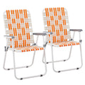 Folding Webbed Chair Set of 2 Steel Frame 300lbs Capacity V294