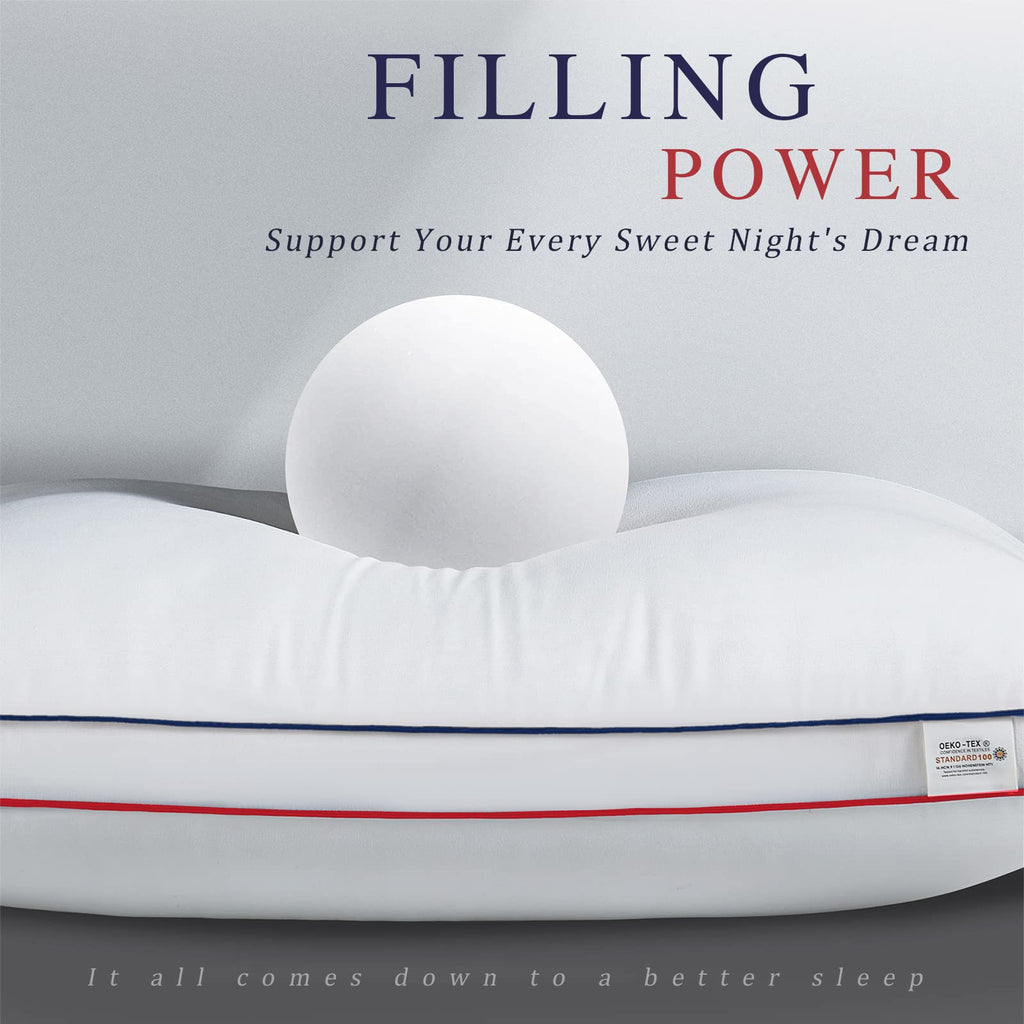 Queen Size Set of 2 Cooling Down Alternative Gusseted Pillows O3401